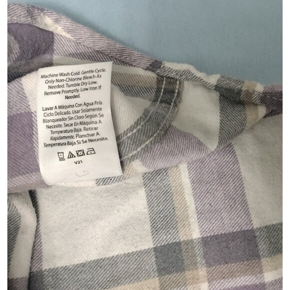 NoBo Mens Small Button Up Flannel Hooded Shacket Shirt Plaid 34-36 Off White Sm - Picture 5 of 16